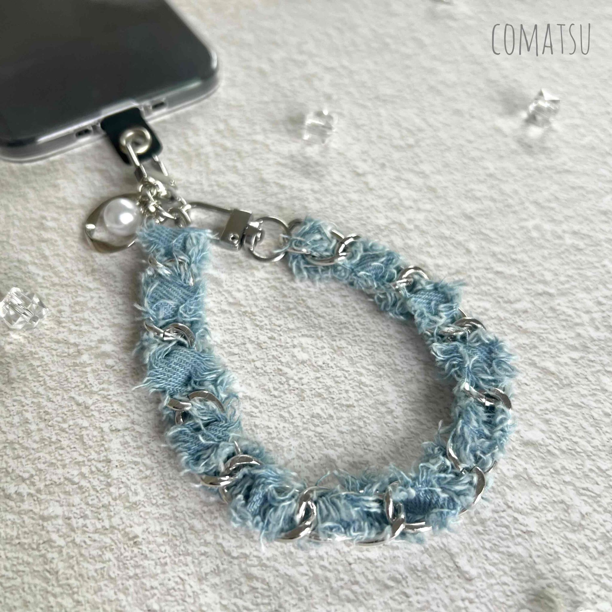 Denimチェーン ハンドストラップ 落下防止スマホストラップ 手首 リストストラップ | 7枚目